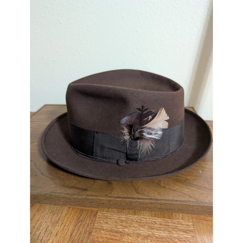 Borsalino Men's Torino Fur Felt Fedora Dark Brown Bulgaro Hat Italy Size 7 Cap